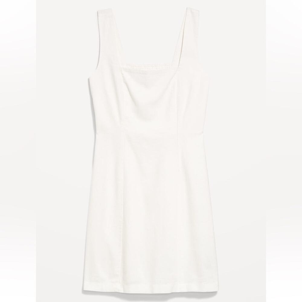 Old Navy White Lilies Square-Neck Linen-Blend Mini Dress - Picture 7 of 12